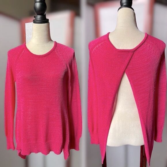 Bisou Bisou Michele Bohbot Pink Semi-Sheer Top w/Open Back (Size: Small) - Picture 4 of 11